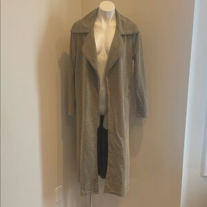 june & hudson Long Open-Front Trench Coat in Light Taupe